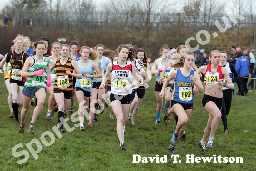 Start of under-17s  and 20s  women 2012 North East Championships, Summerhill Country Park, Hartlepool.